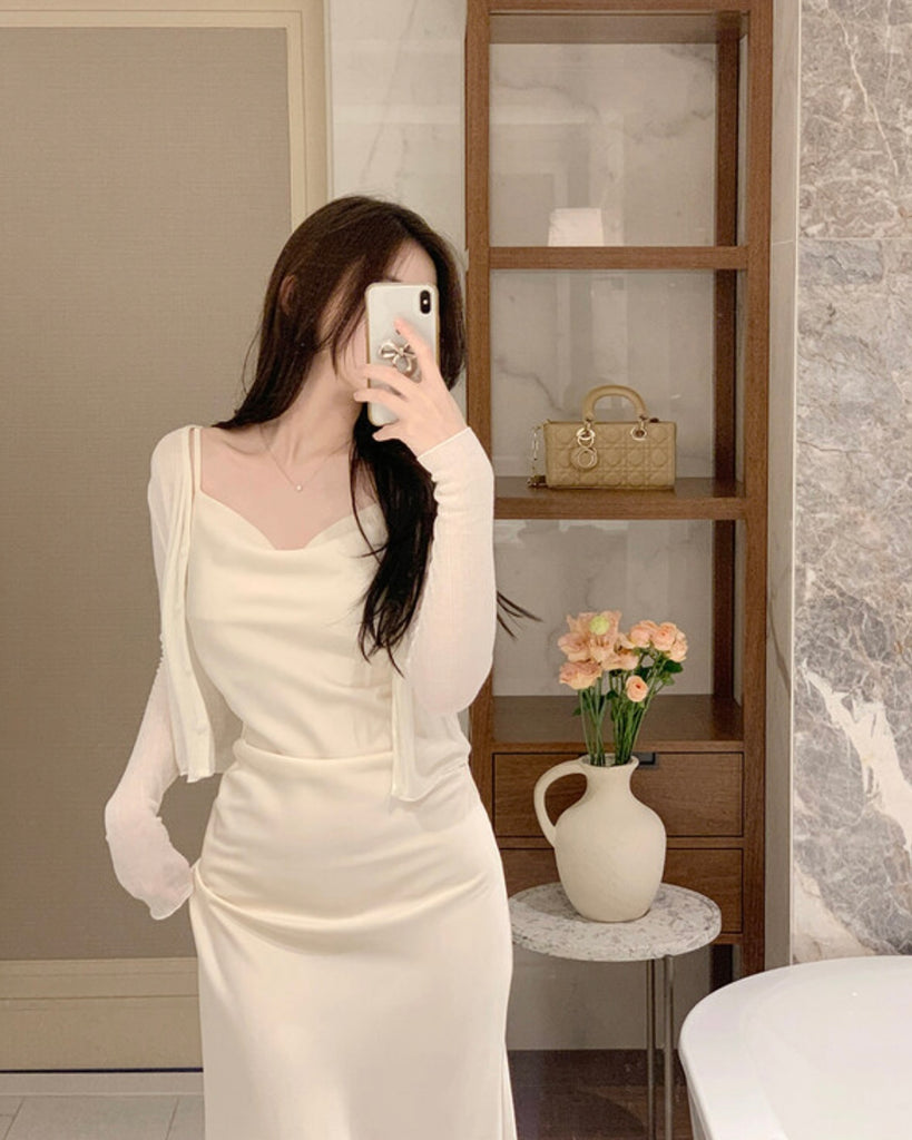 [🍂F/W] Draped Satin Long Dress