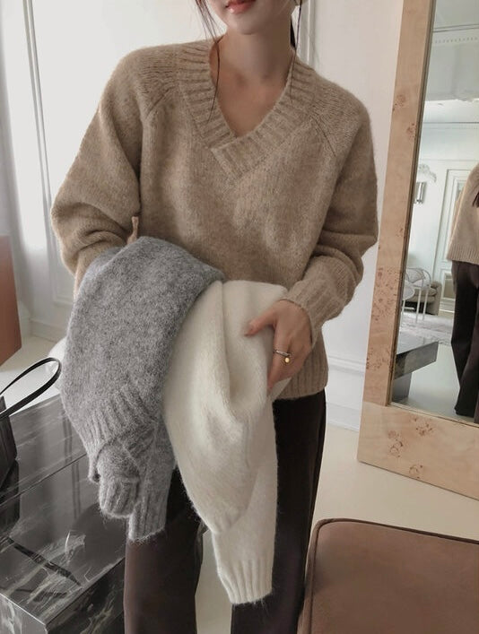 [🍂F/W] Simple V-neck Wool Knit Top