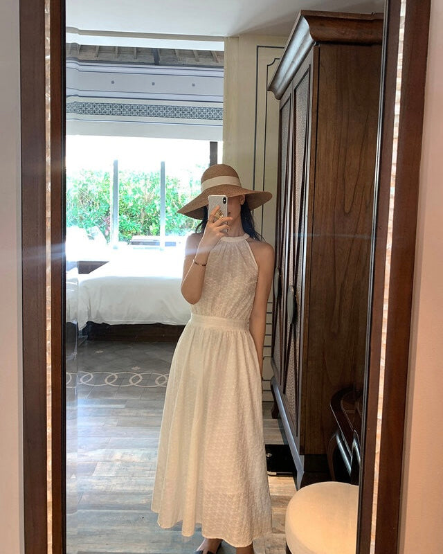 Premium Cotton Lace Halter Dress