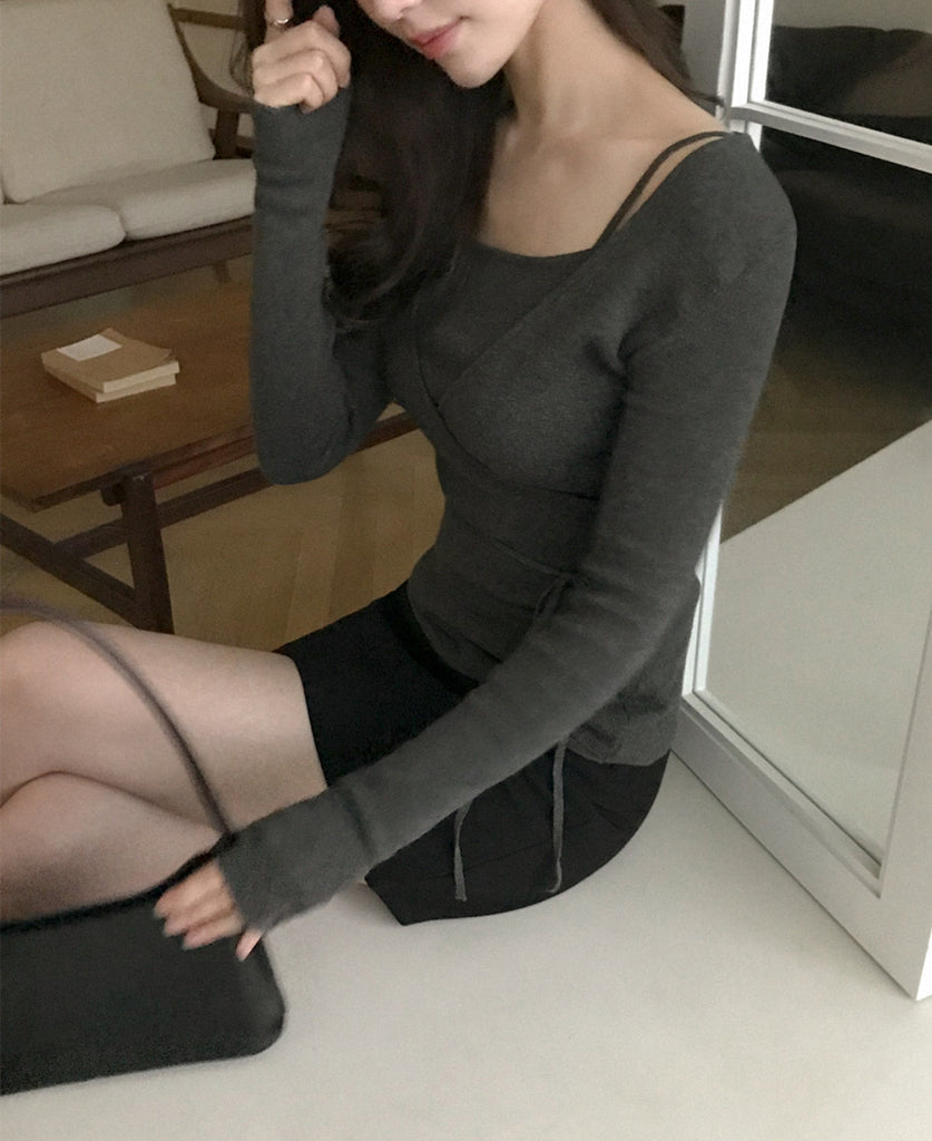 [🍂F/W] Ane Cotton Wrap Knit Set (Vest+CD)