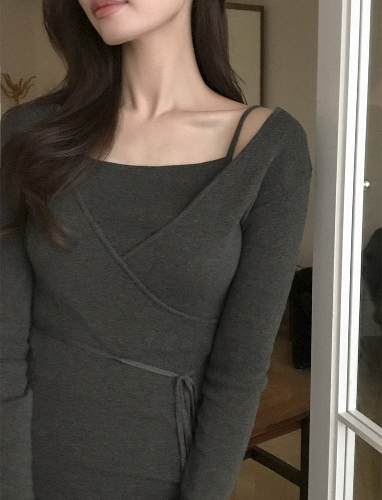 [🍂F/W] Ane Cotton Wrap Knit Set (Vest+CD)