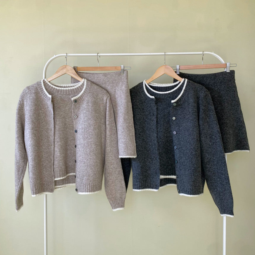 [🍂F/W] Knit + Cardigan + Skirt Set