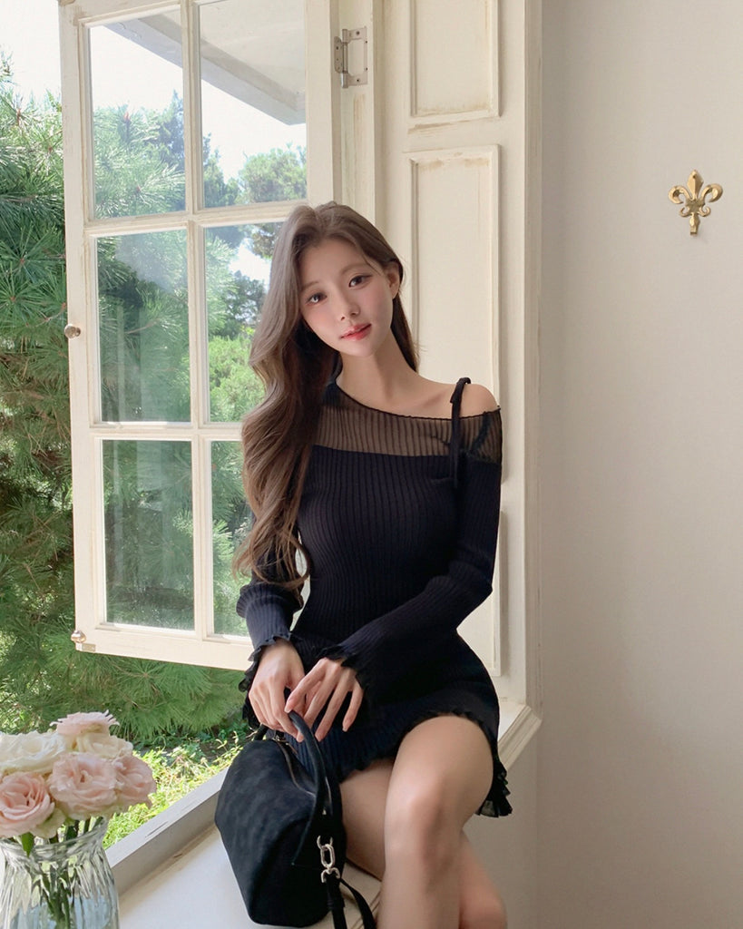 [🍂F/W] Uneven Off-shoulder Knit Dress