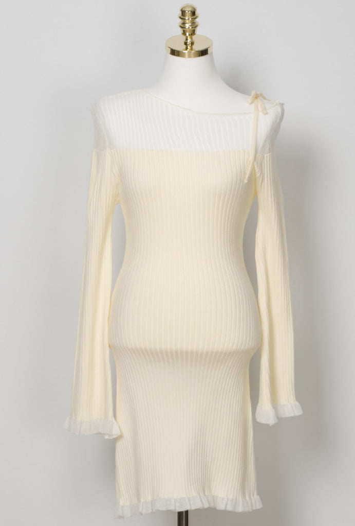 [🍂F/W] Uneven Off-shoulder Knit Dress