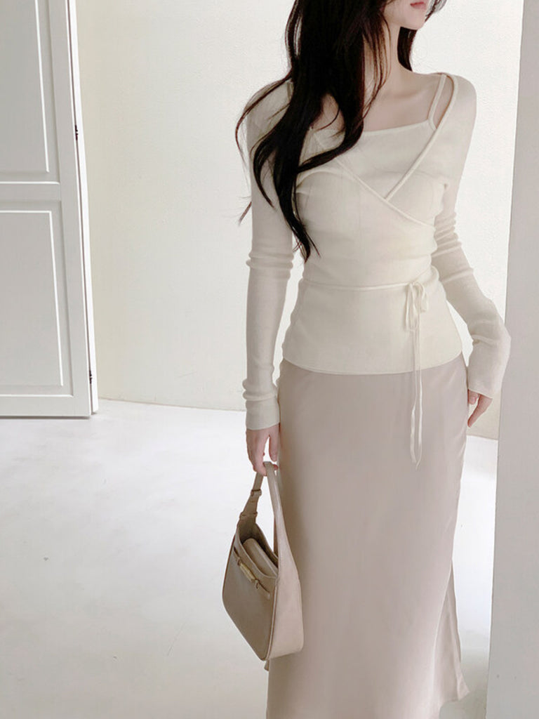 [🍂F/W] Ane Cotton Wrap Knit Set (Vest+CD)