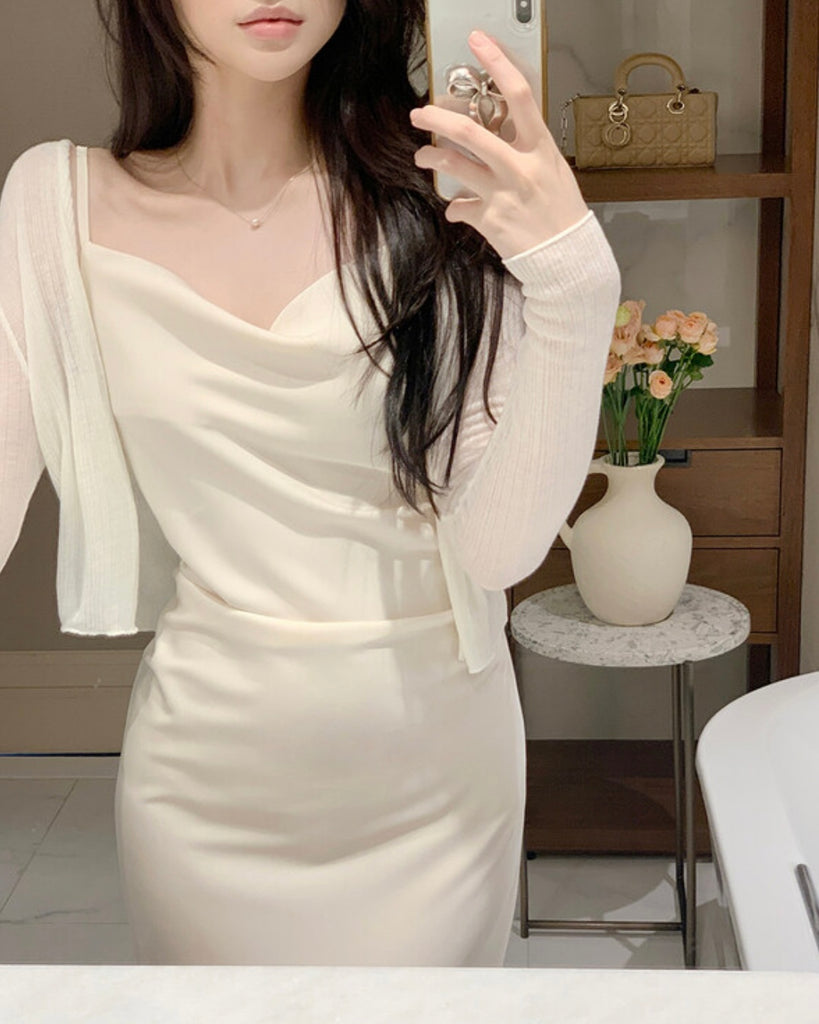 [🍂F/W] Draped Satin Long Dress