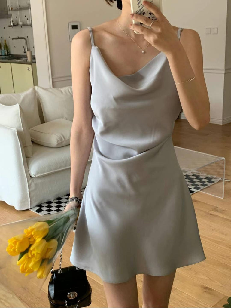 [🌷S/S] Draped Satin Mini Dress