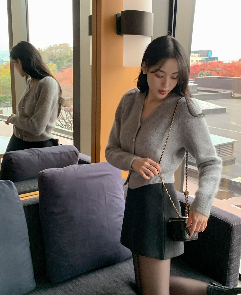 [🍂F/W] Pearl Angora Wool Knitted Cardigan