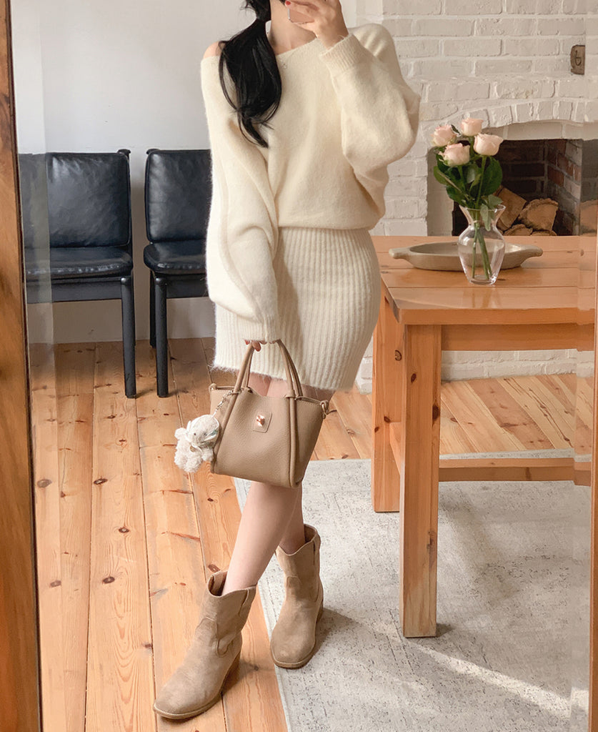 [🍂F/W] Lusha Boat Neck Knit Mini Dress