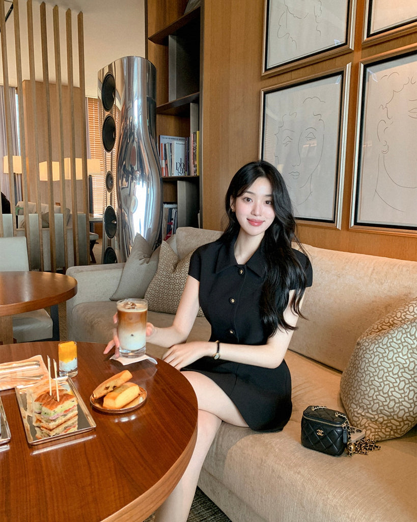 [🍂F/W] After Gold Buttons Mini Dress