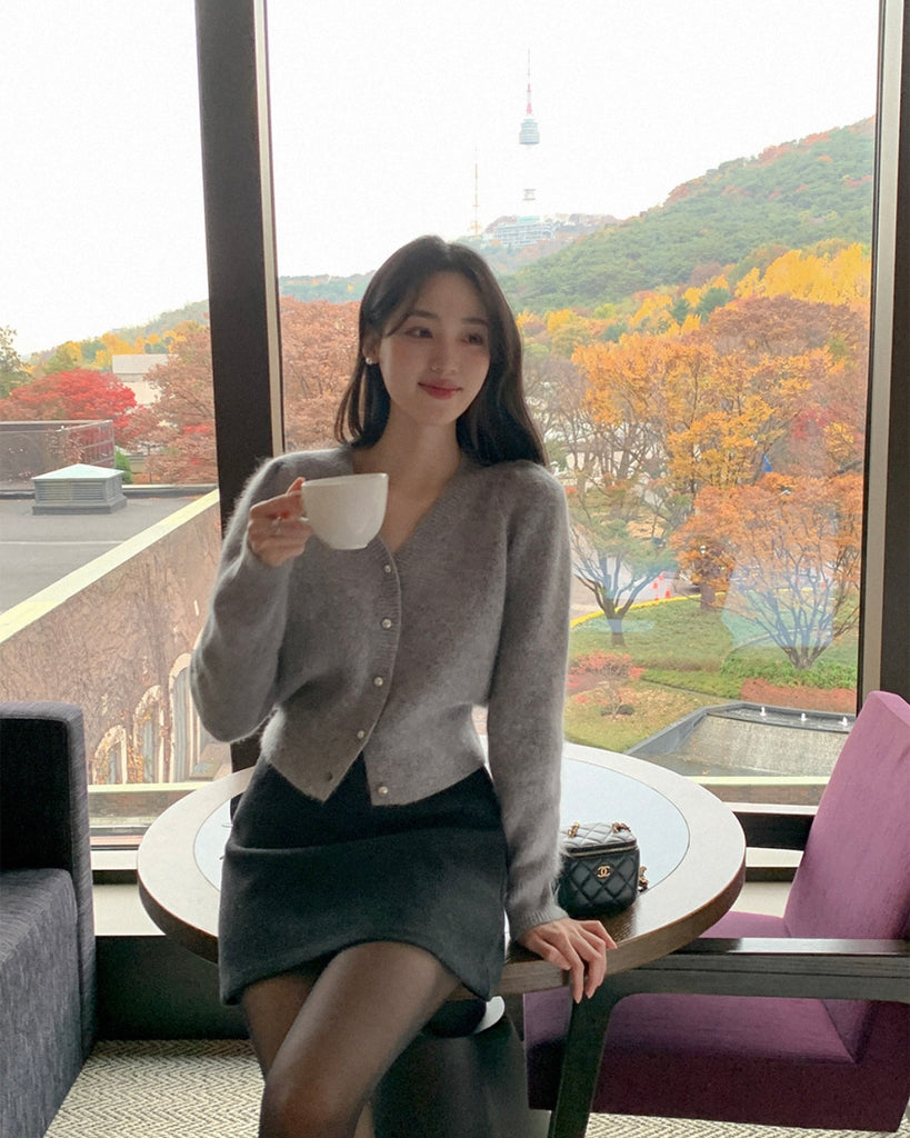 [🍂F/W] Pearl Angora Wool Knitted Cardigan