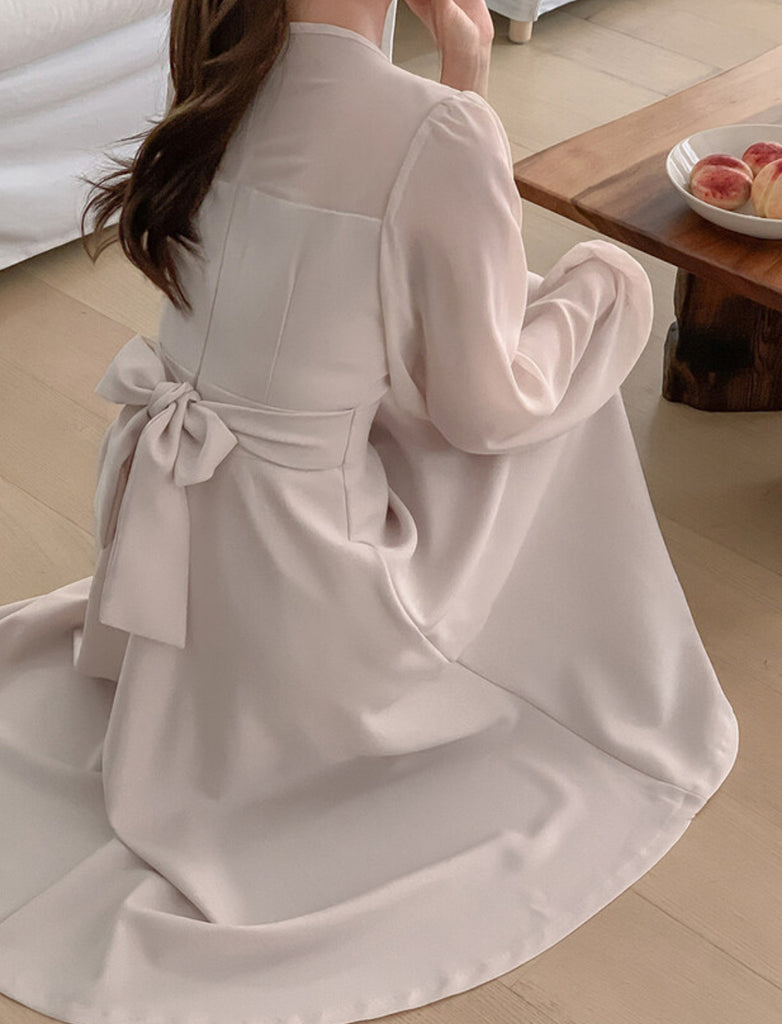 [🍂F/W] Feminine Chiffon Ribbon Long Dress