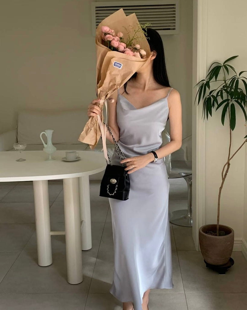 [🍂F/W] Draped Satin Long Dress