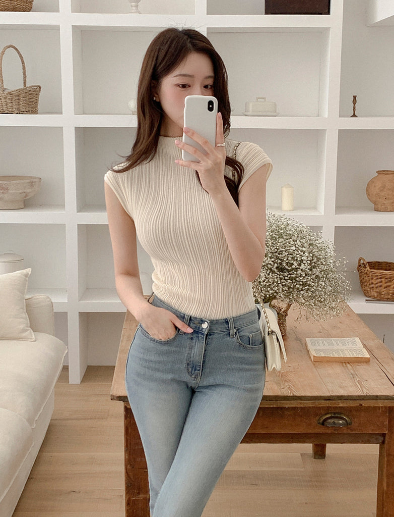 [🌷S/S] Ribbed Cap Sleeve Knit