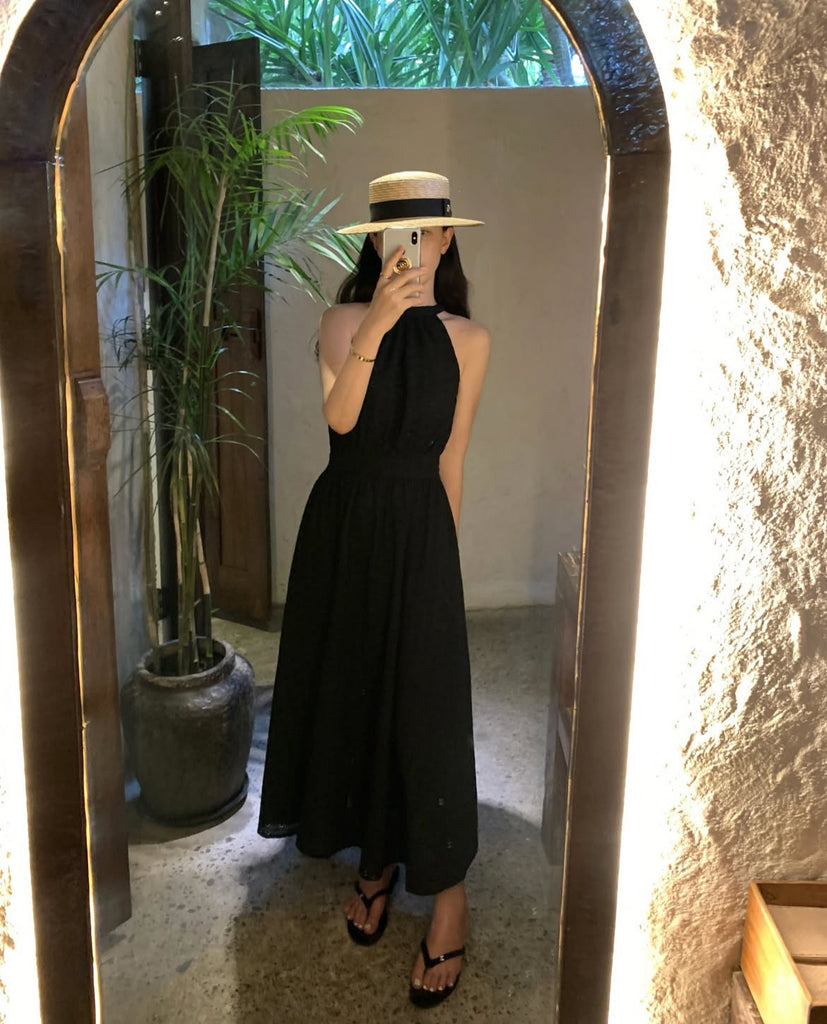 Premium Cotton Lace Halter Dress