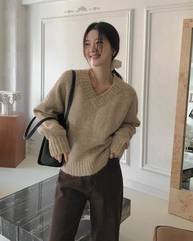 [🍂F/W] Simple V-neck Wool Knit Top