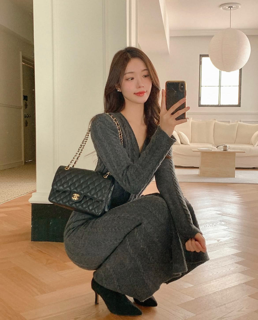 [🍂F/W] Twisted Flower Knitting Ops(附腰帶)