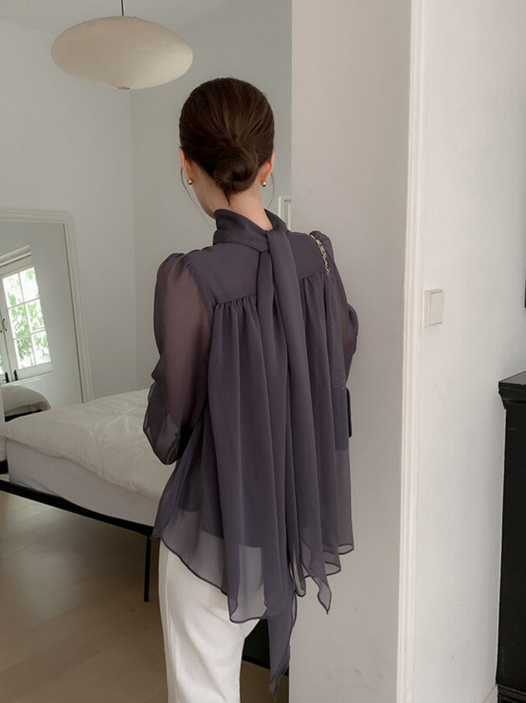 [🍂F/W] Daniel Tie Chiffon Blouse (附腰帶)