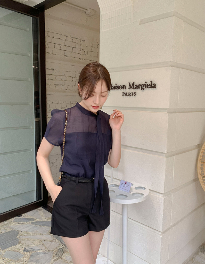 [🌷S/S] See-through Tencel Tie Blouse