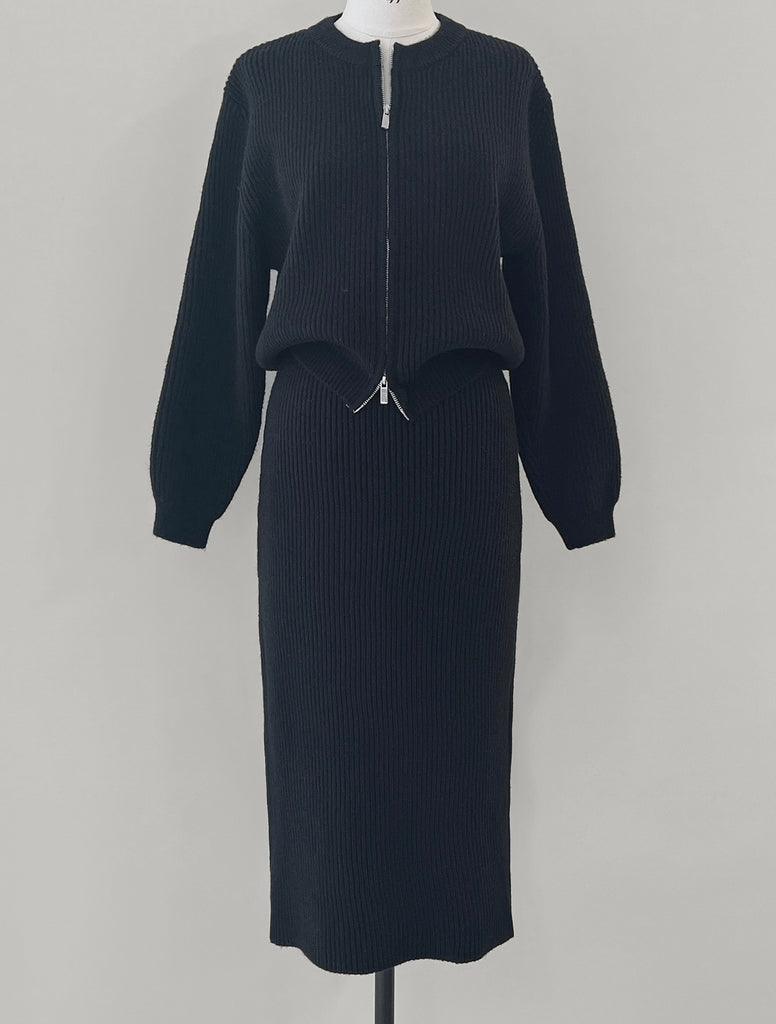 [🍂F/W] Zipper Knit Set Top + Skirt