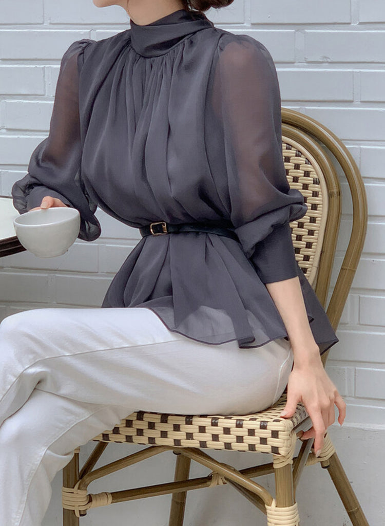 [🍂F/W] Daniel Tie Chiffon Blouse (附腰帶)