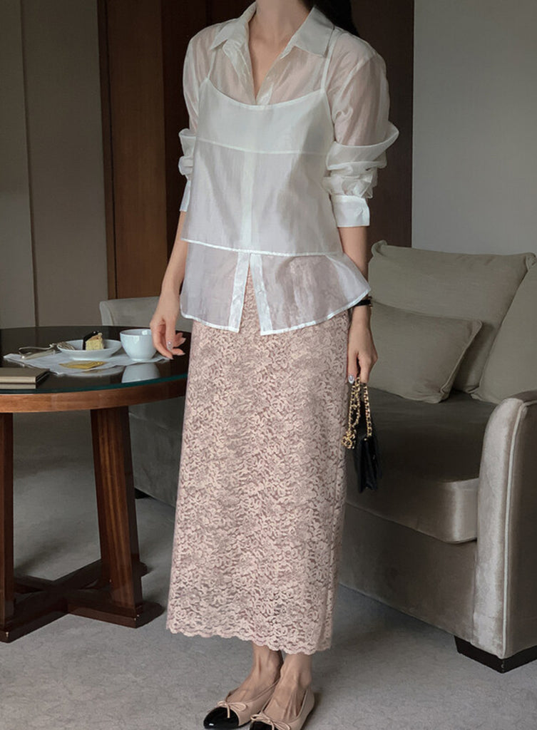 [🍂F/W] Simple Lace H-line Long Skirt