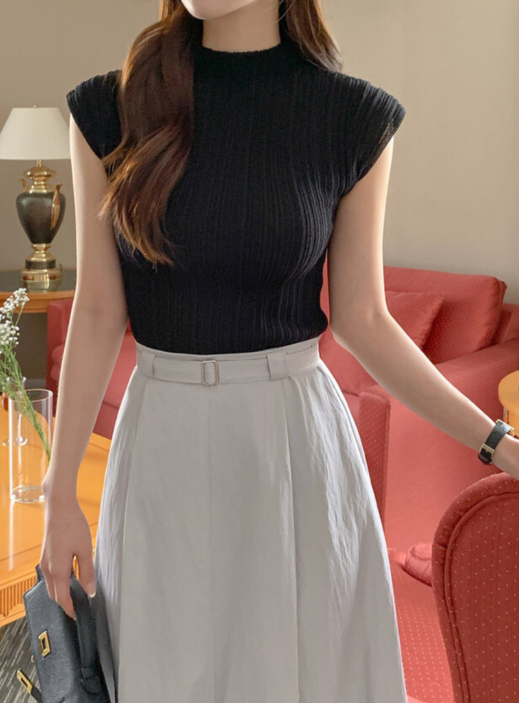 [🌷S/S] Ribbed Cap Sleeve Knit