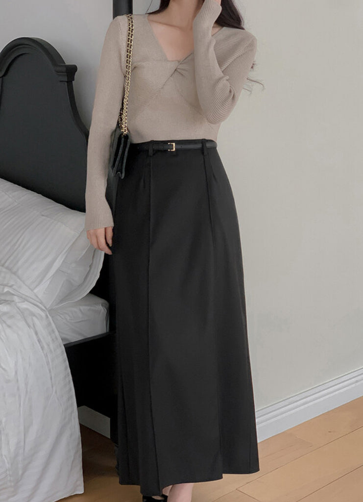 [🍂F/W] Ruffle A-line Long Skirt(附腰帶)