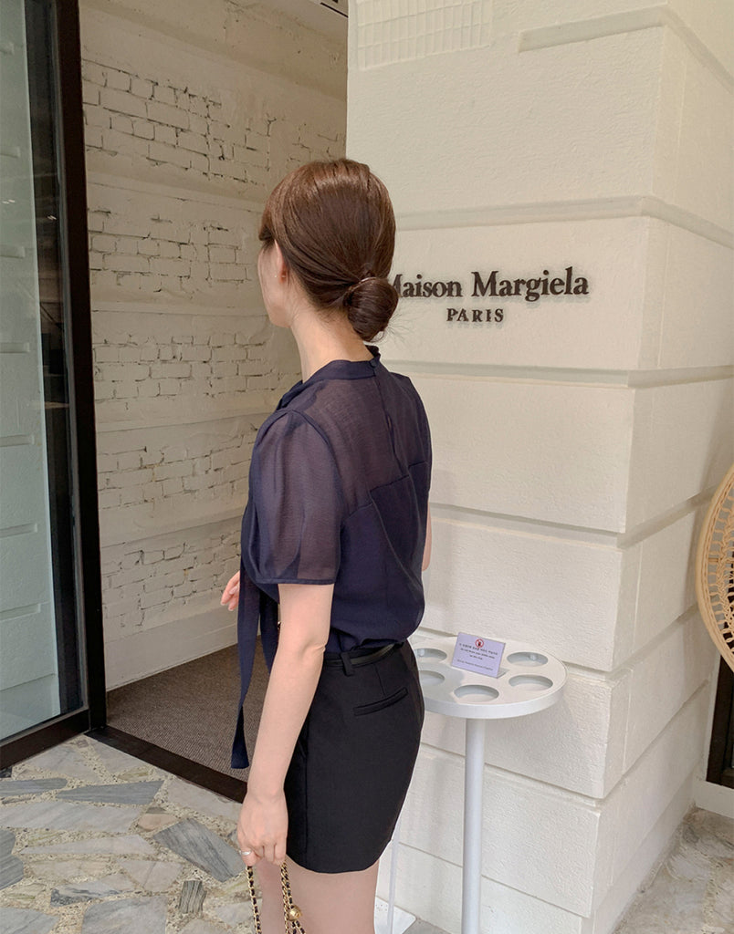 [🌷S/S] See-through Tencel Tie Blouse