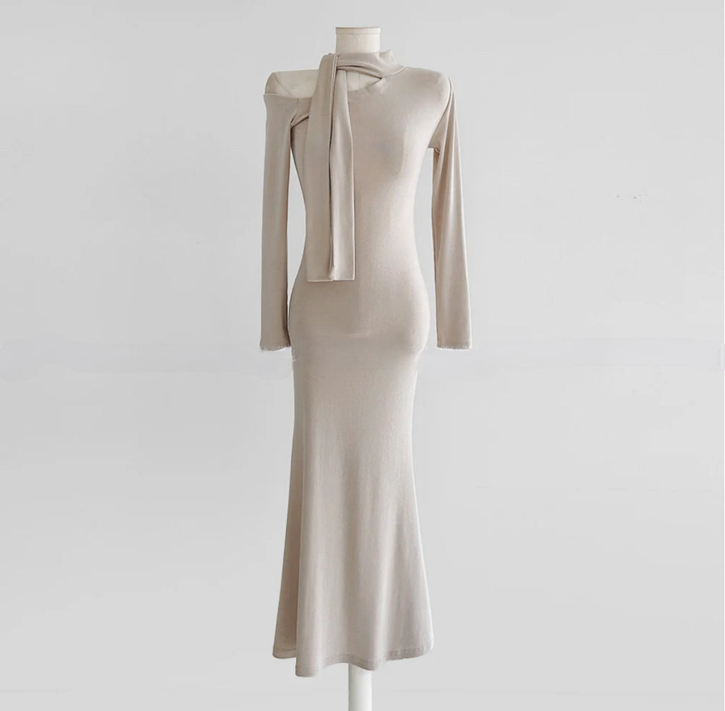 [🍂F/W] Off-shoulder Tie Mermaid Dress