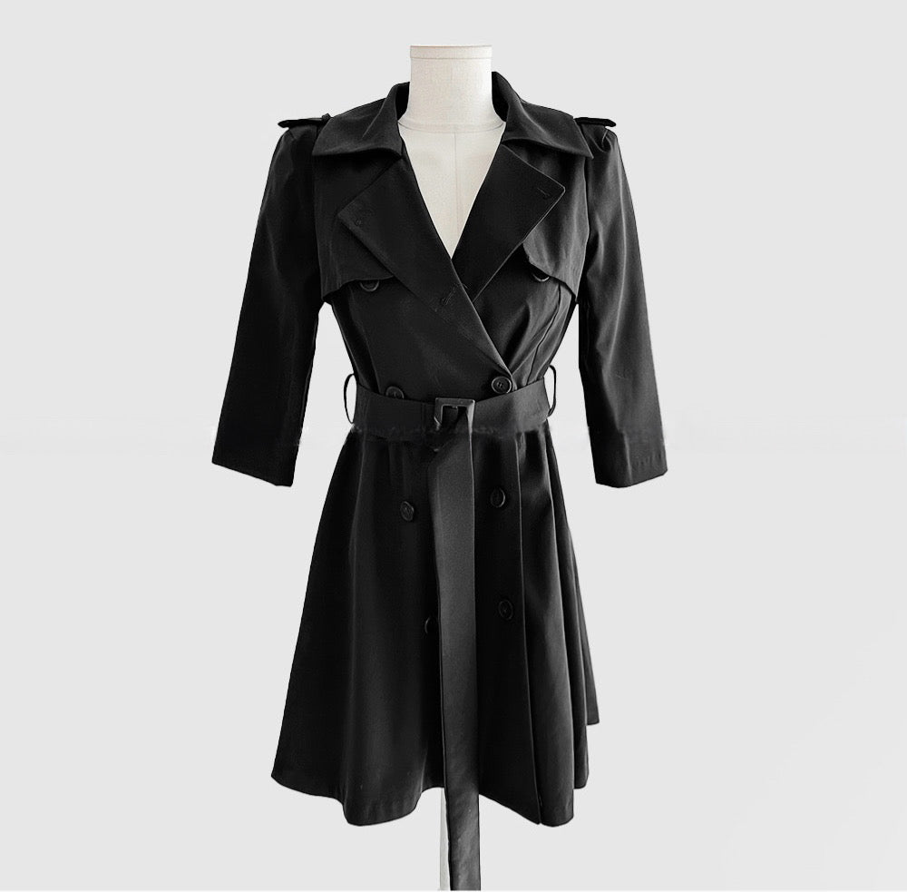 [🍂F/W] Trench Coat Belt Flared Mini Dress