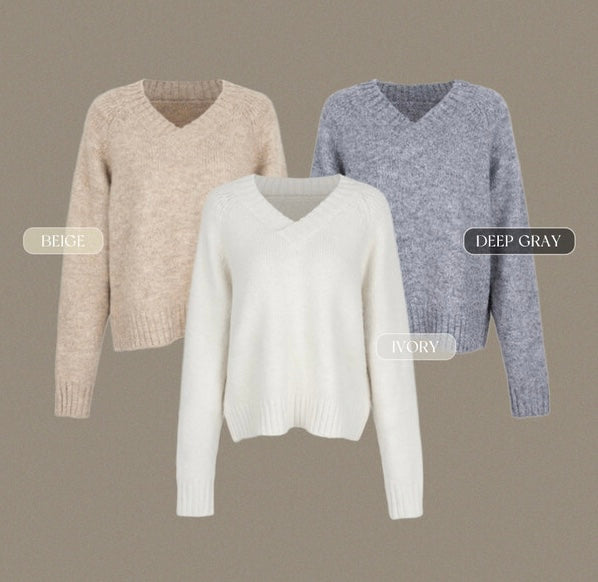 [🍂F/W] Simple V-neck Wool Knit Top