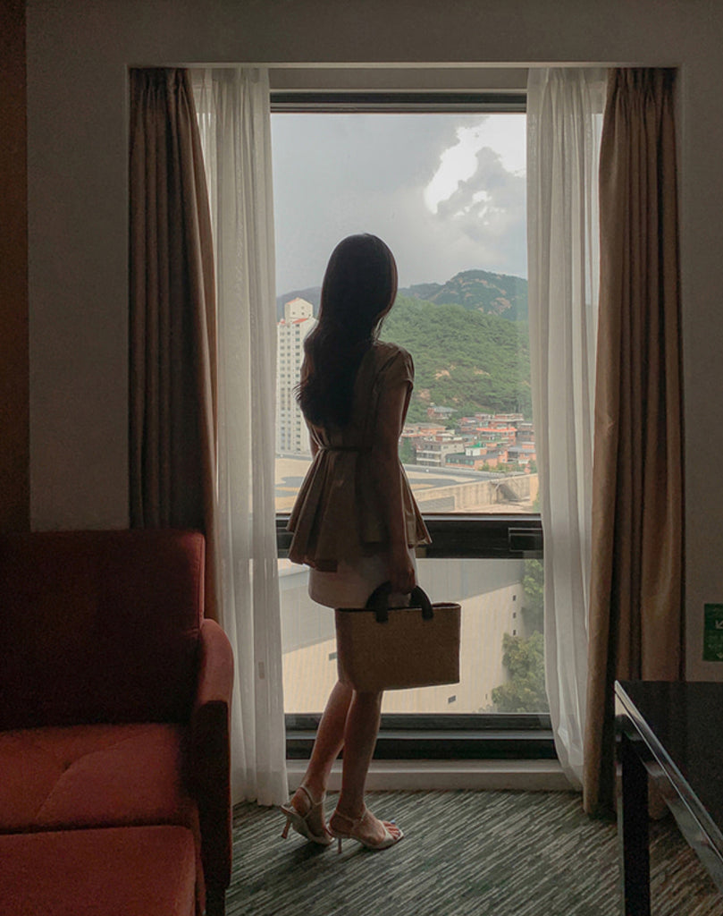 [🌷S/S] Simple Plain Flared Blouse(附腰帶)