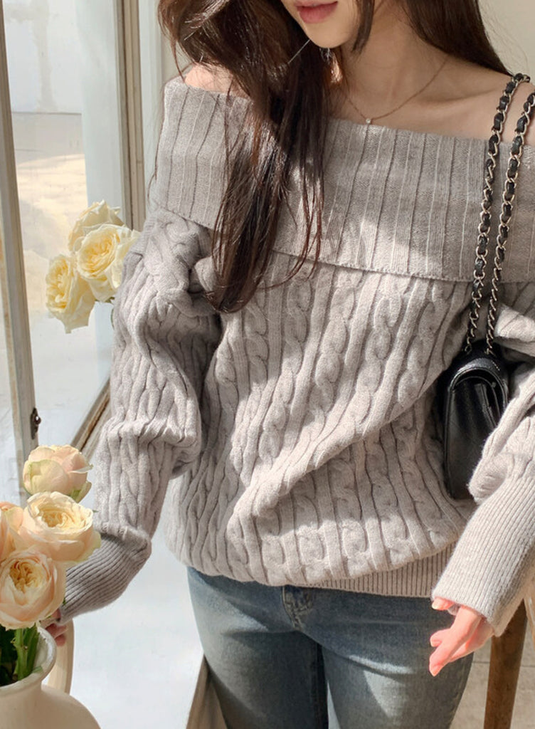 [🍂F/W] Rose Soft Off-Shoulder Sweater