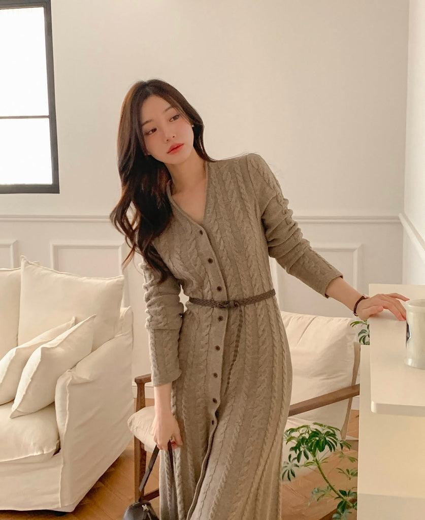 [🍂F/W] Twisted Flower Knitting Ops(附腰帶)