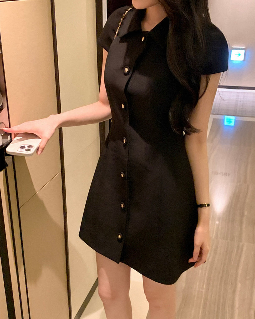 [🍂F/W] After Gold Buttons Mini Dress