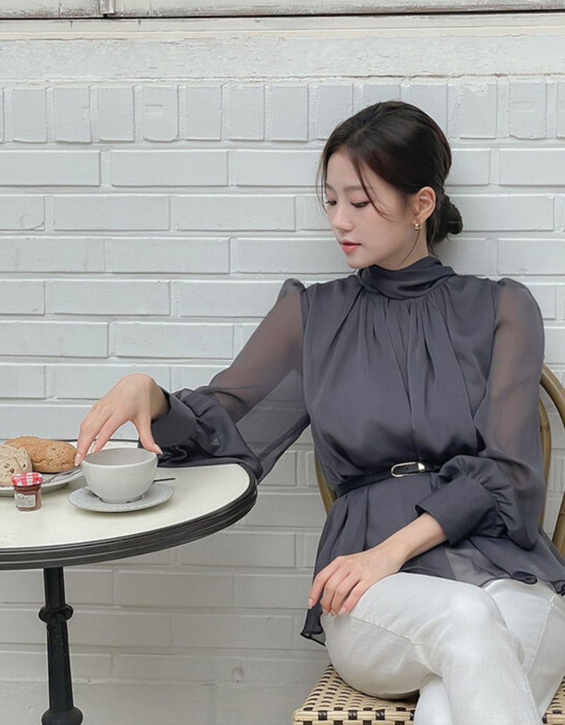 [🍂F/W] Daniel Tie Chiffon Blouse (附腰帶)