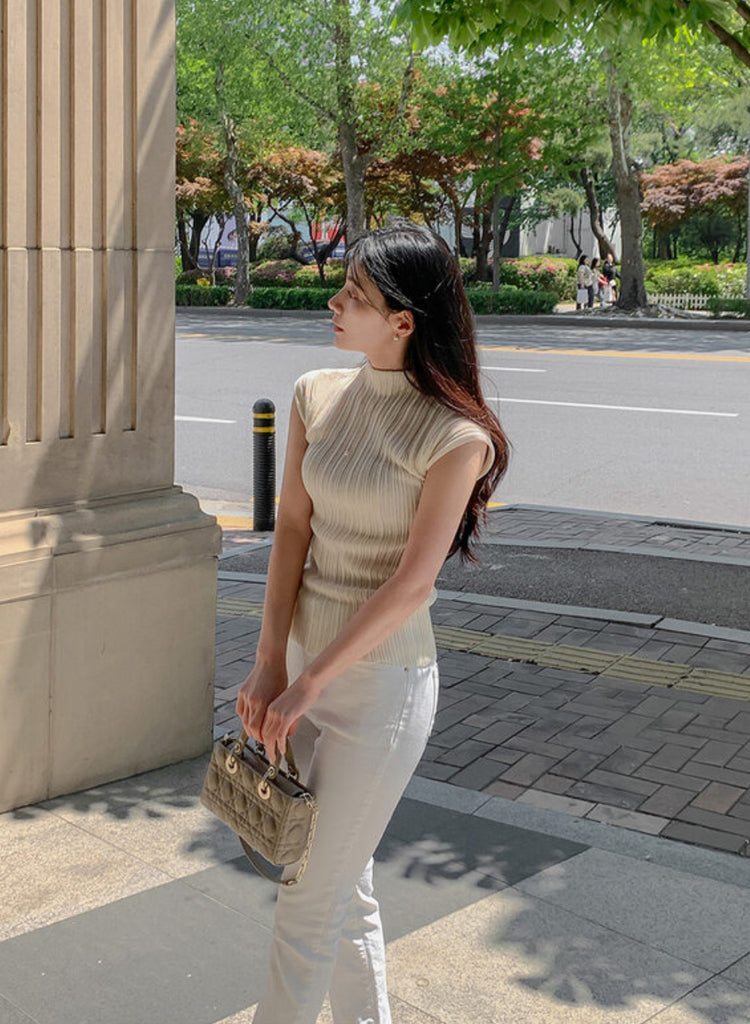 [🌷S/S] Ribbed Cap Sleeve Knit