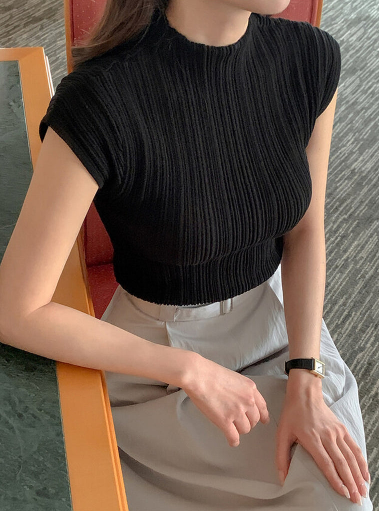 [🌷S/S] Ribbed Cap Sleeve Knit