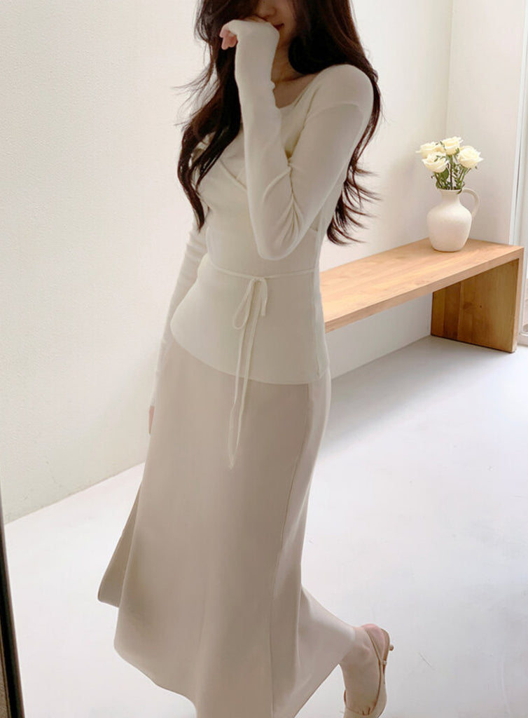 [🍂F/W] Ane Cotton Wrap Knit Set (Vest+CD)