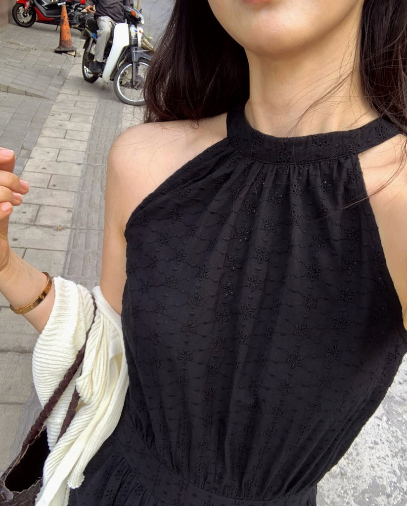 Premium Cotton Lace Halter Dress