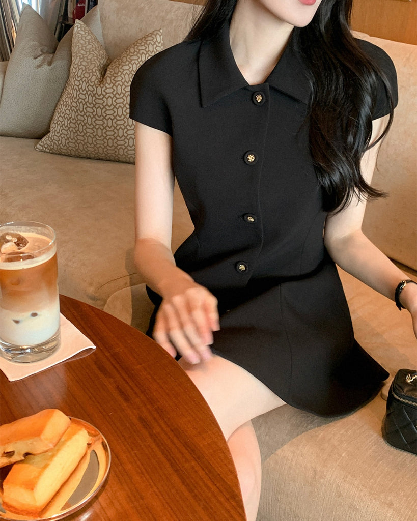 [🍂F/W] After Gold Buttons Mini Dress