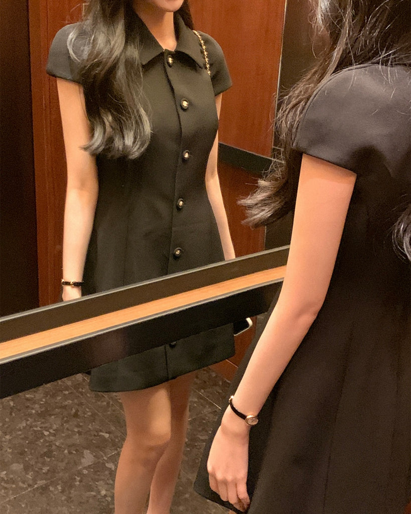 [🍂F/W] After Gold Buttons Mini Dress