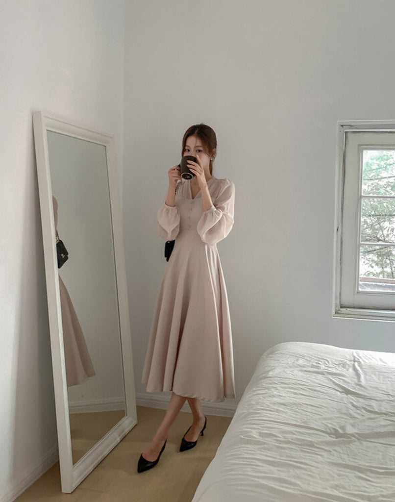 [🍂F/W] Feminine Chiffon Ribbon Long Dress