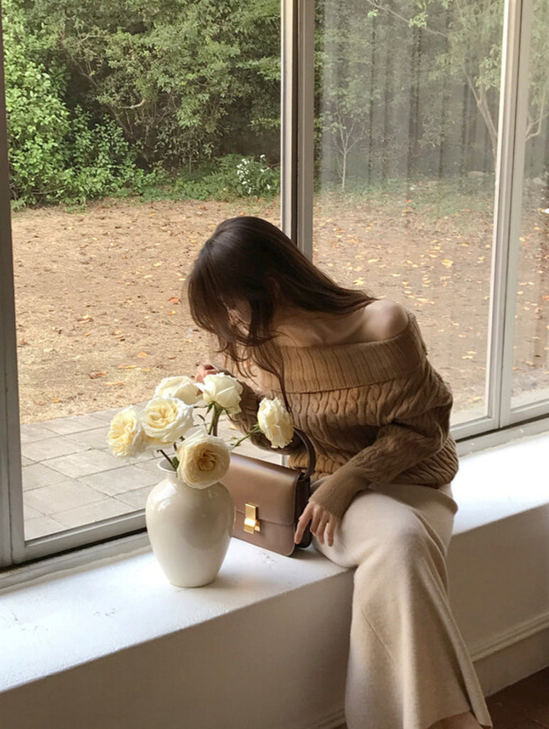 [🍂F/W] Rose Soft Off-Shoulder Sweater