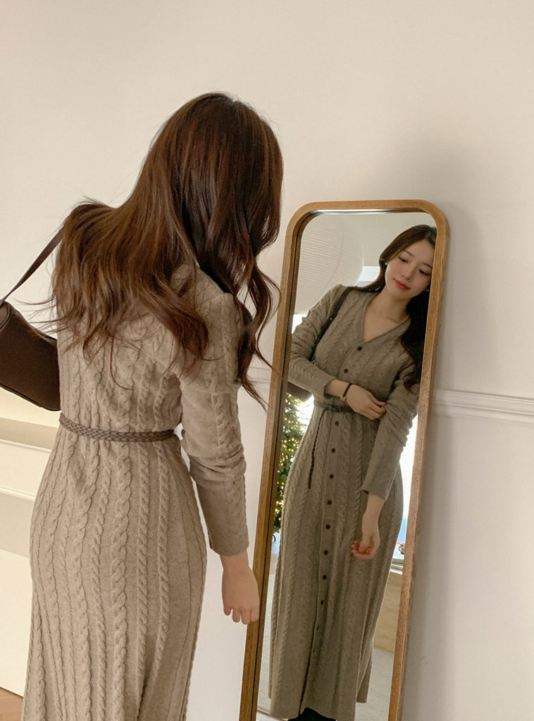 [🍂F/W] Twisted Flower Knitting Ops(附腰帶)