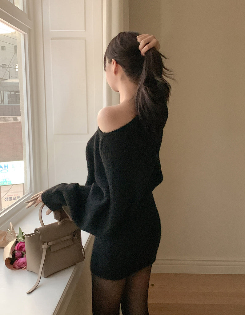 [🍂F/W] Lusha Boat Neck Knit Mini Dress