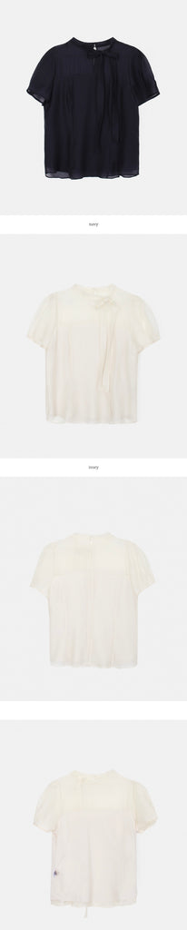 [🌷S/S] See-through Tencel Tie Blouse