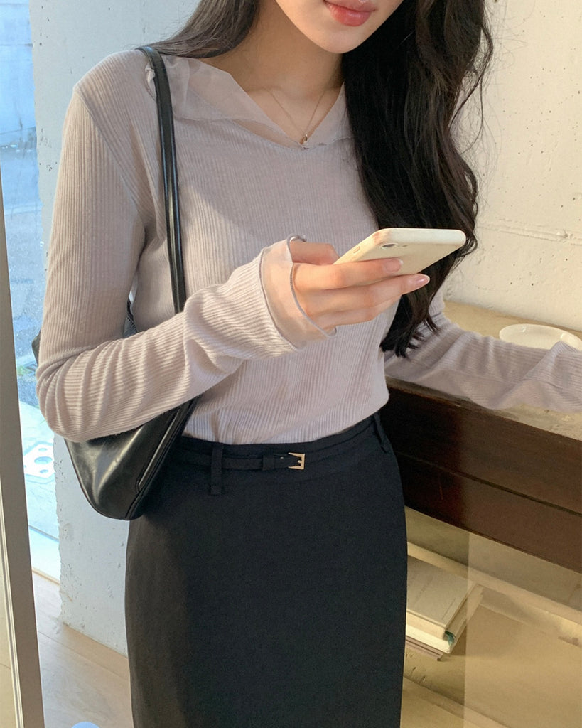 [🍂F/W] Wavy See-through Chiffon Top