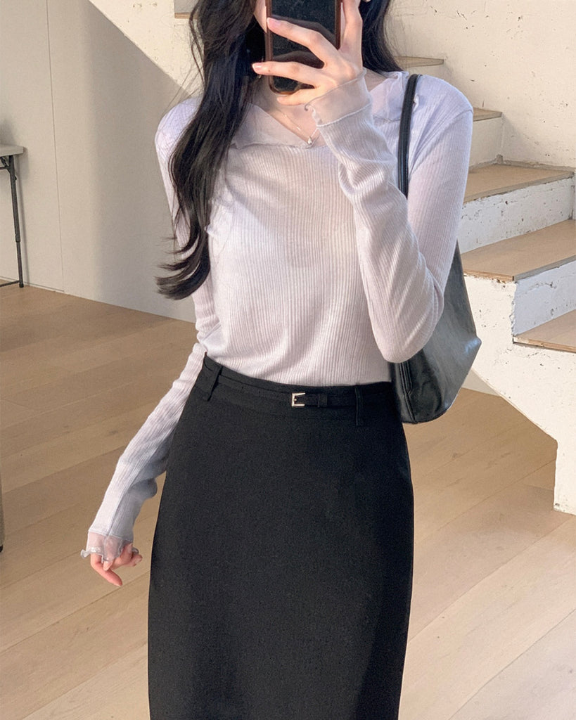 [🍂F/W] Wavy See-through Chiffon Top